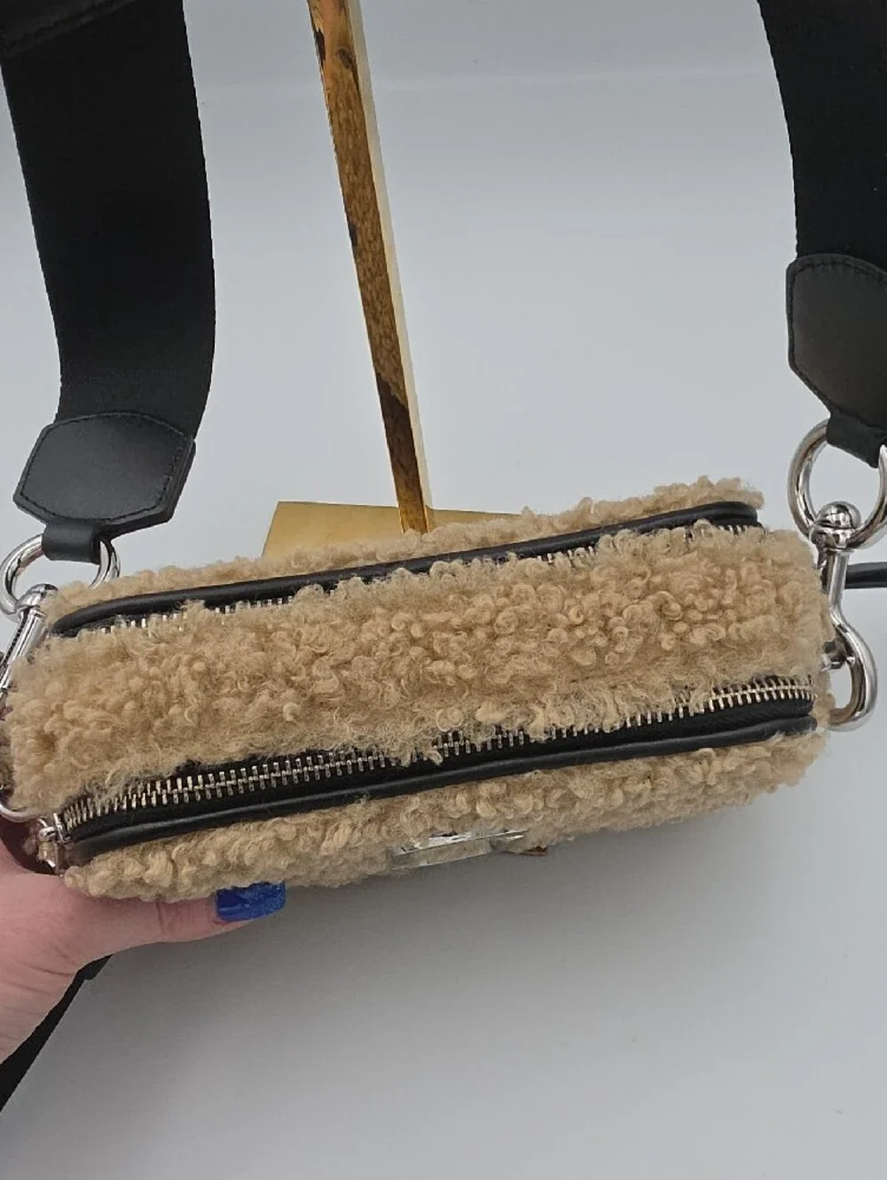 Marc Jacobs Beige Tan Sherpa Crossbody Small Camera Bag 